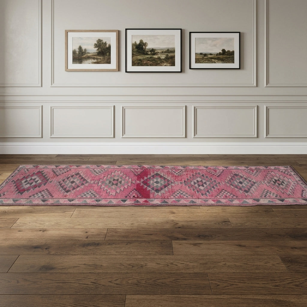 Ikat pattern on the Naiagena vintage runner rug – handmade in Anatolia, Turkey