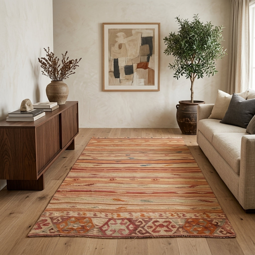 Ikat pattern on the Muallanur vintage runner rug – handmade in Anatolia, Turkey