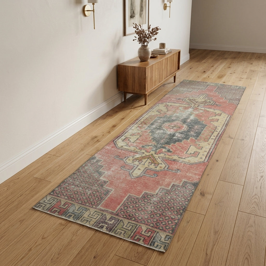 Oriental pattern on the Molpadia vintage runner rug – handmade in Anatolia, Turkey