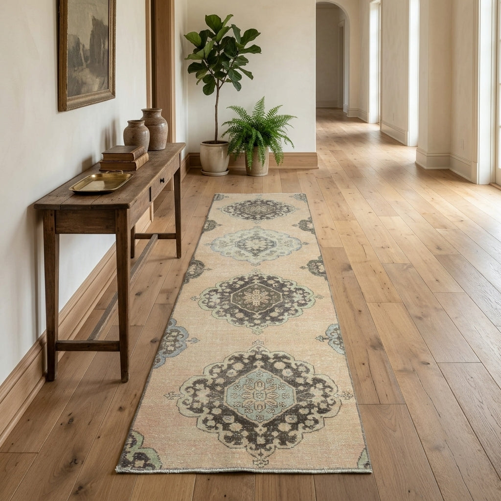 Oriental pattern on the Mericgul vintage runner rug – handmade in Anatolia, Turkey