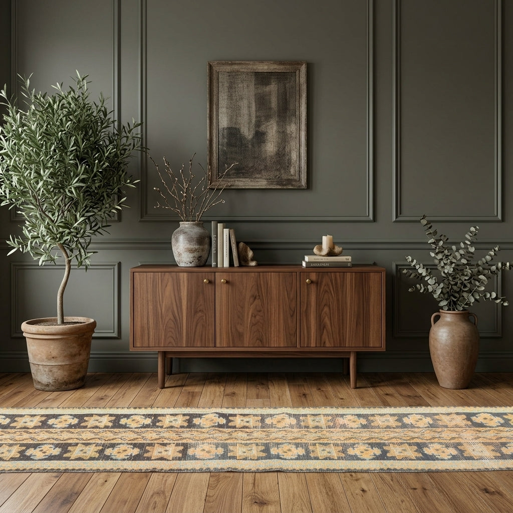 Patchwork pattern on the Mujganpare vintage patchwork runner rug – handmade in Anatolia, Turkey