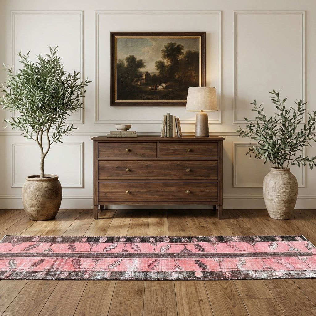 Patchwork pattern on the Melissopnoe vintage patchwork runner rug – handmade in Anatolia, Turkey