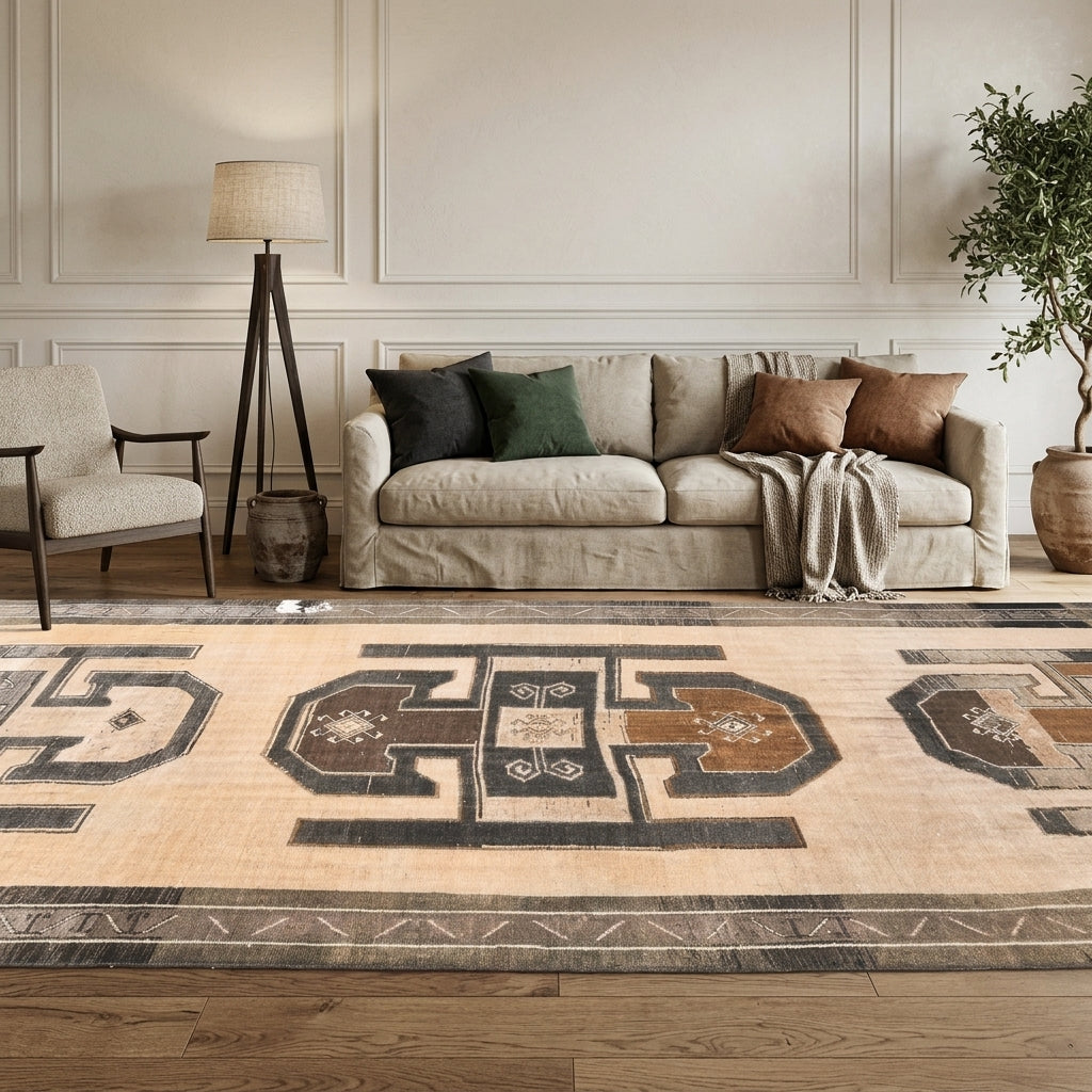Ikat pattern on the Procris vintage runner rug – handmade in Anatolia, Turkey