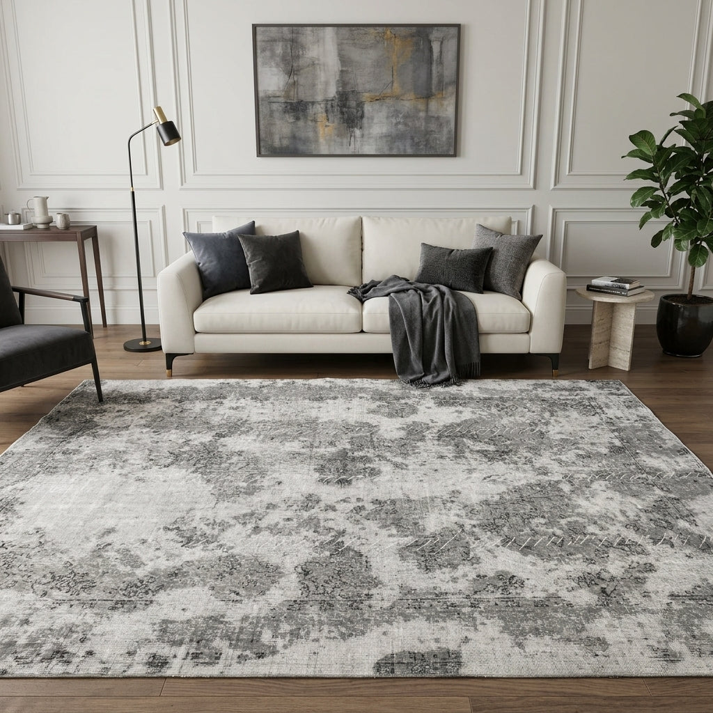 Abstract pattern on the Selviperver distressed vintage area rug – handmade in Anatolia, Turkey