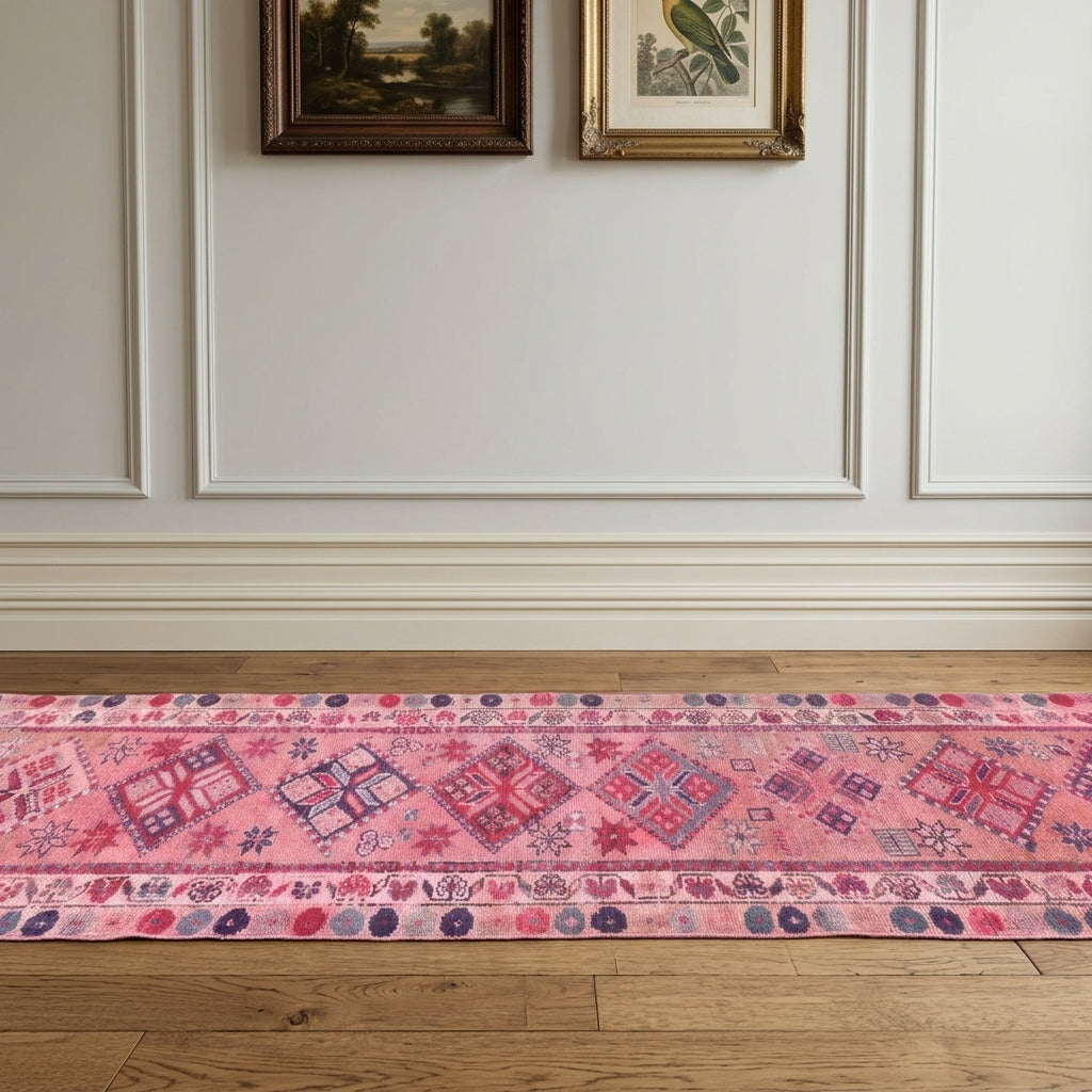Ikat pattern on the Ferahayat vintage runner rug – handmade in Anatolia, Turkey