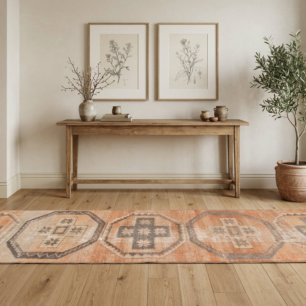 Solid pattern on the Euporia vintage runner rug – handmade in Anatolia, Turkey