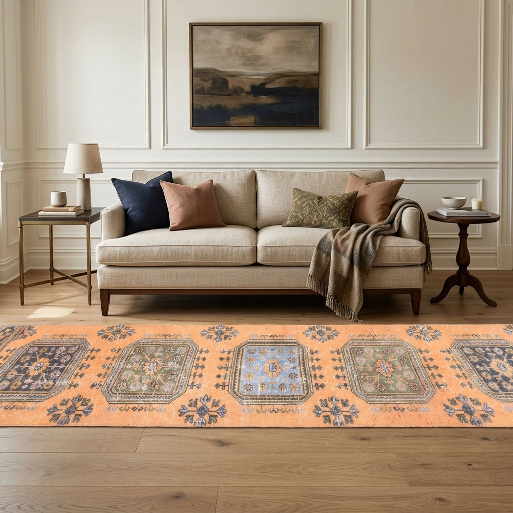 Ikat pattern on the Melitopheme vintage runner rug – handmade in Anatolia, Turkey