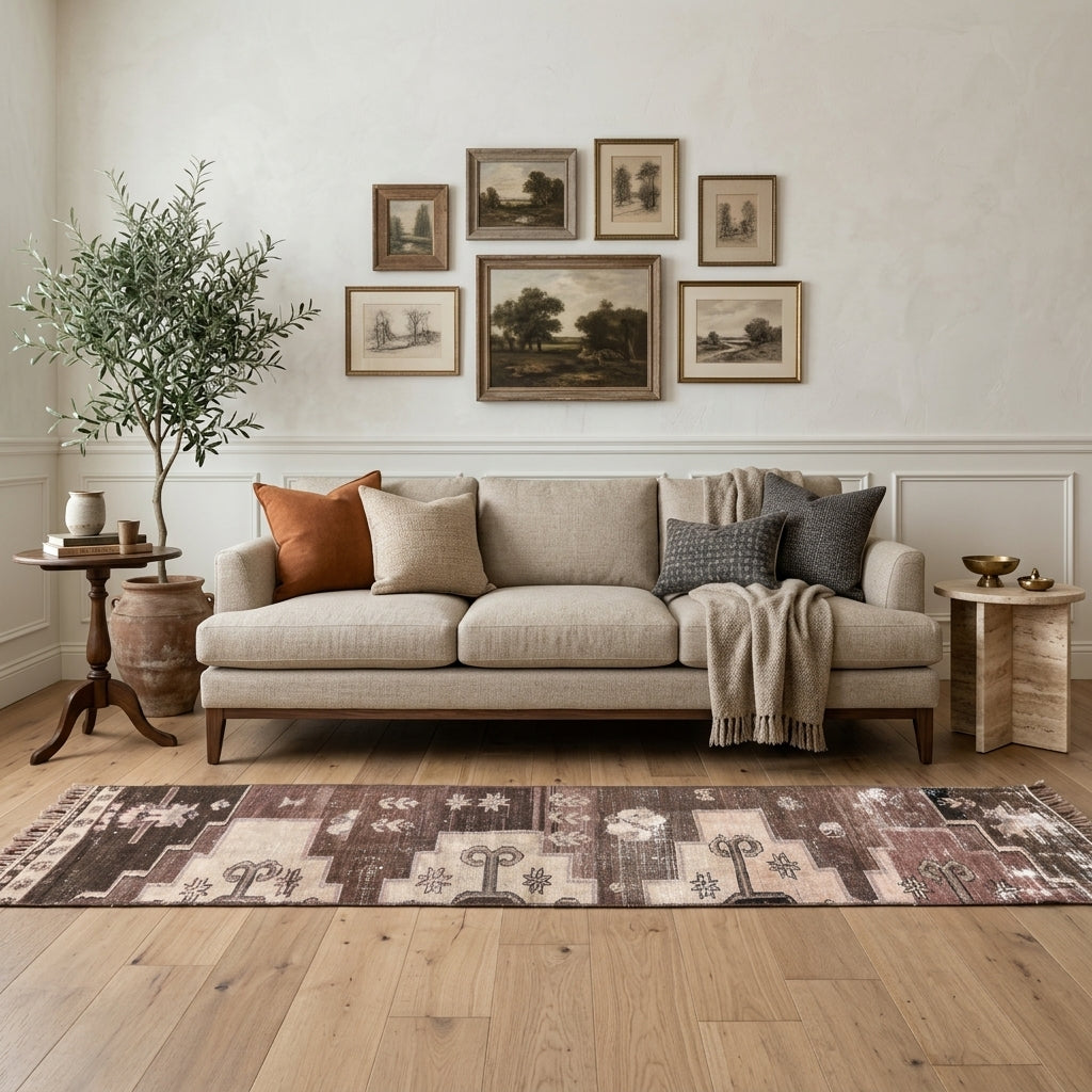 Oriental pattern on the Melitomira vintage runner rug – handmade in Anatolia, Turkey