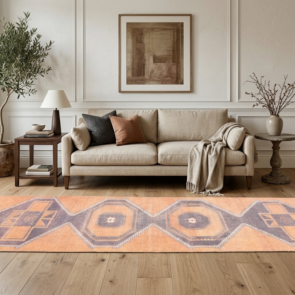 Ikat pattern on the Mahitabgul vintage runner rug – handmade in Anatolia, Turkey