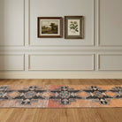 Tribal pattern on the Glaucosthene distressed vintage runner rug – handmade in Anatolia, Turkey