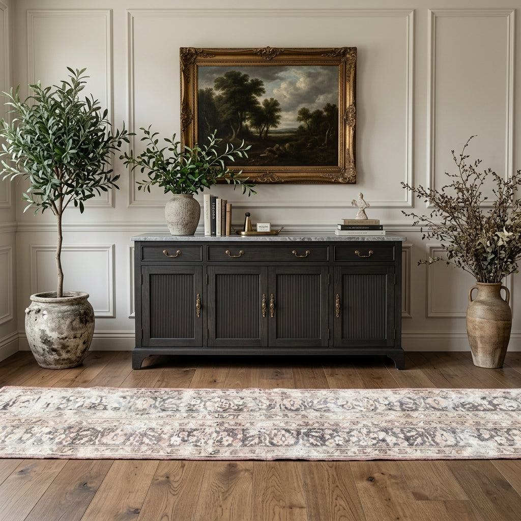 Tribal pattern on the Fidanumut vintage runner rug – handmade in Anatolia, Turkey