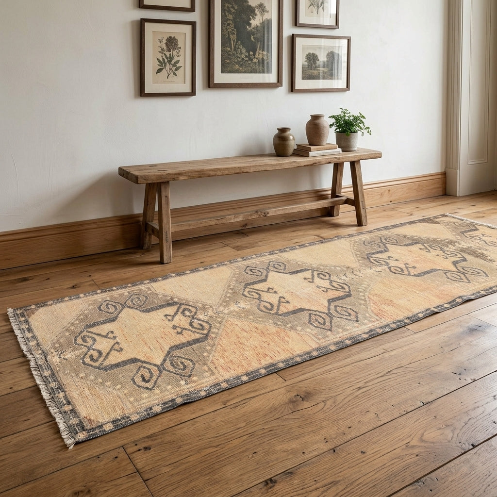 Ikat pattern on the Ferahbahce vintage runner rug – handmade in Anatolia, Turkey