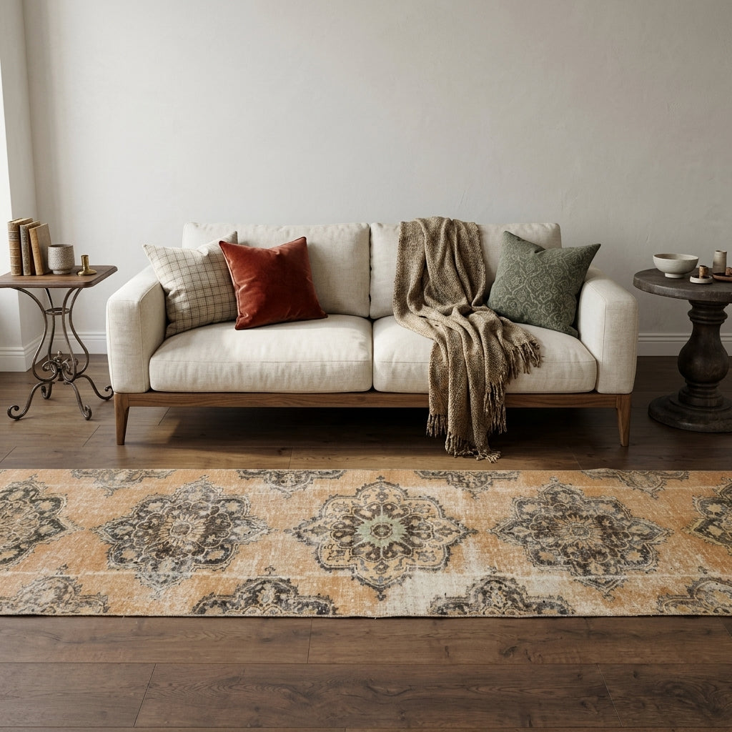 Ikat pattern on the Elpithea vintage runner rug – handmade in Anatolia, Turkey