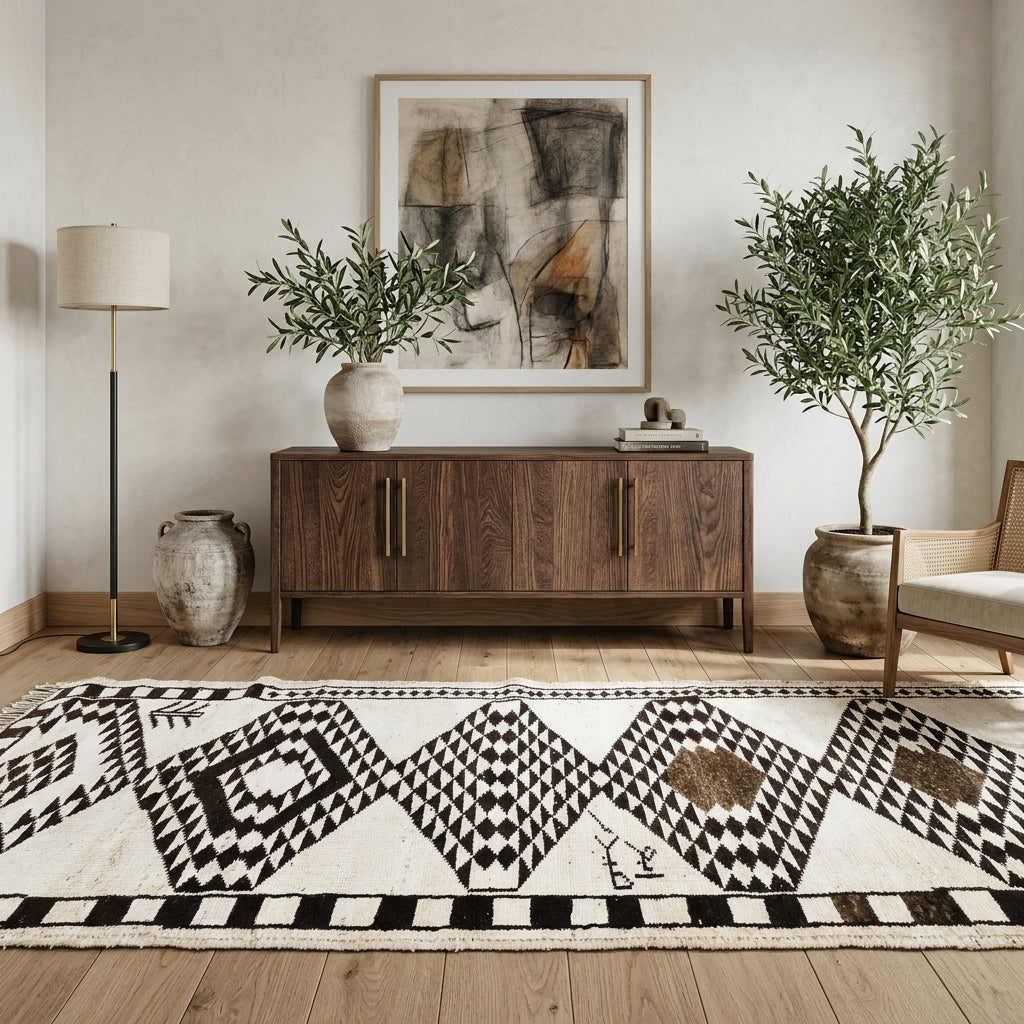Ikat pattern on the Ecepare vintage runner rug – handmade in Anatolia, Turkey