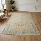 Oriental pattern on the Bolu antique washed vintage area rug – handmade in Anatolia, Turkey