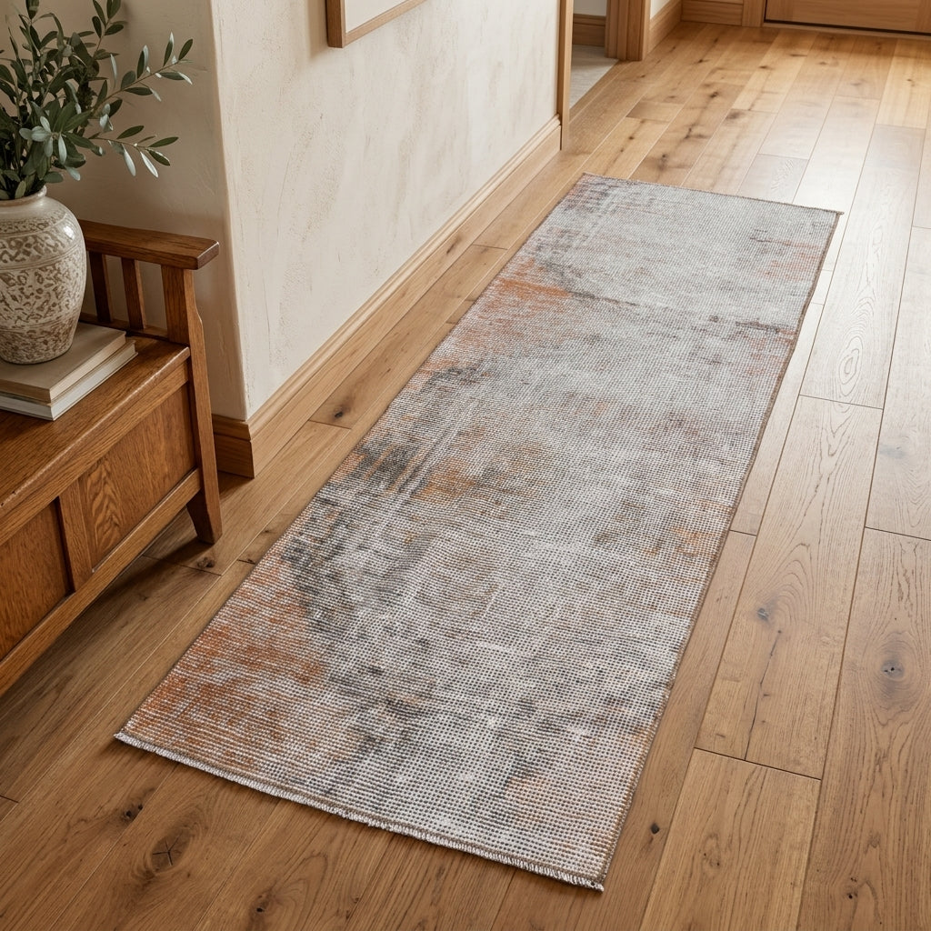 Abstract pattern on the Donousa distressed vintage runner rug – handmade in Anatolia, Turkey