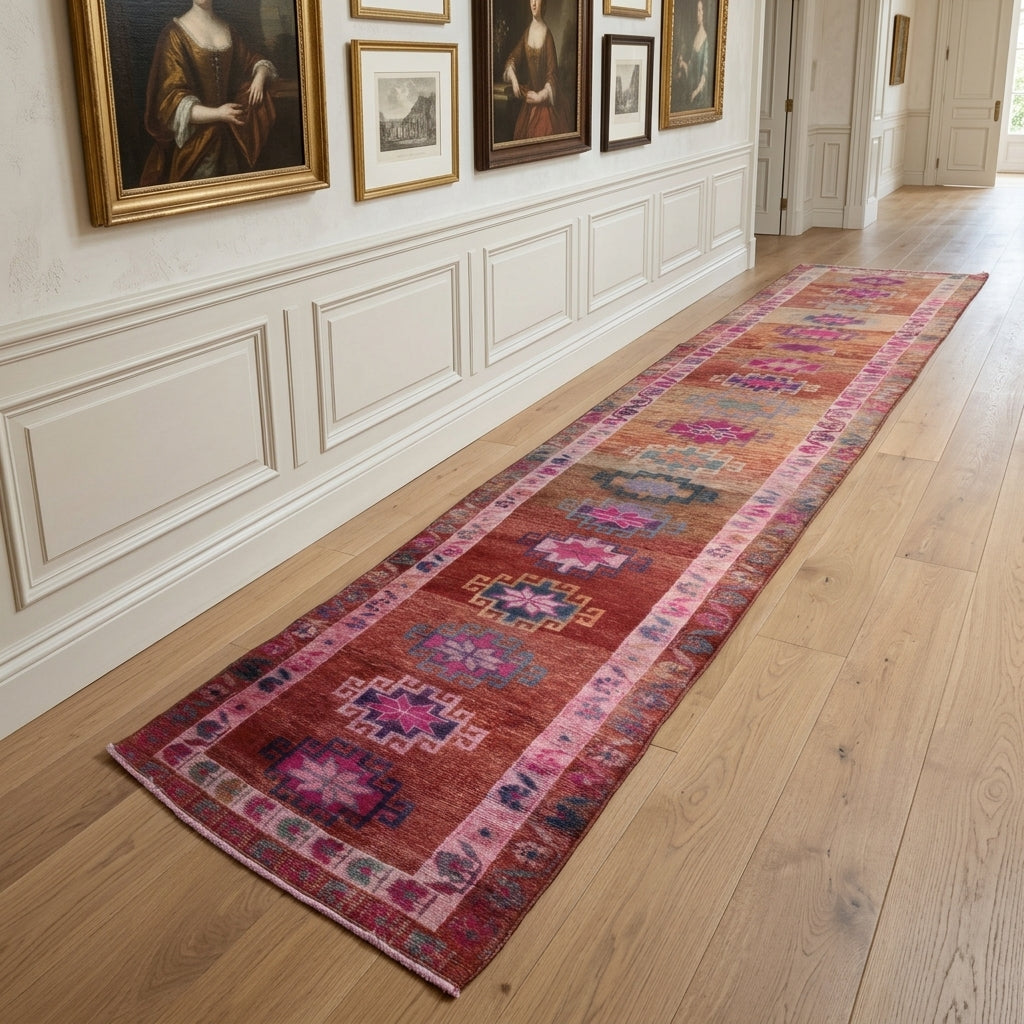 Ikat pattern on the Danuhepa vintage runner rug – handmade in Anatolia, Turkey