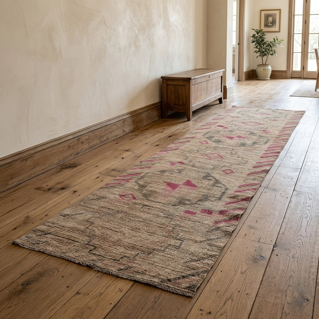Geometric pattern on the Sadberknihal vintage runner rug – handmade in Anatolia, Turkey