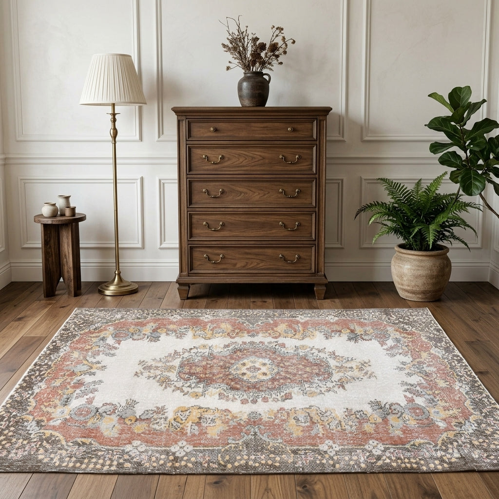 Traditional pattern on the Gulberknaz vintage area rug – handmade in Anatolia, Turkey