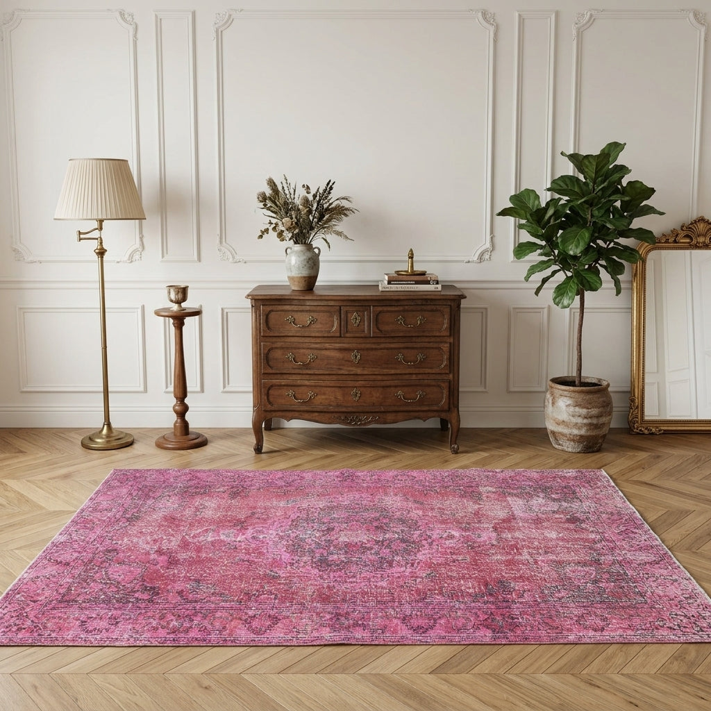 Abstract pattern on the Rusensu vintage area rug – handmade in Anatolia, Turkey