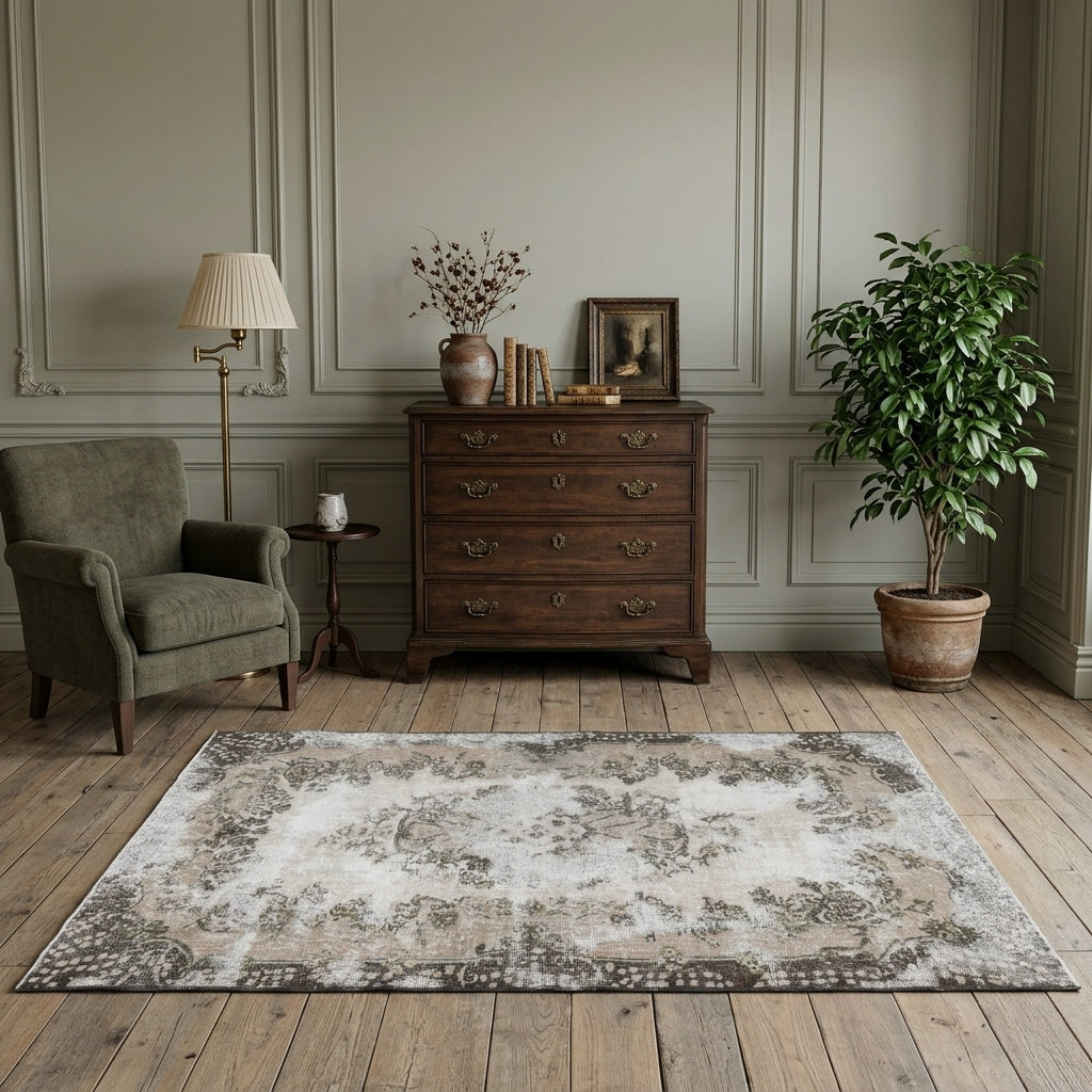 Oriental pattern on the Renginefsan vintage area rug – handmade in Anatolia, Turkey