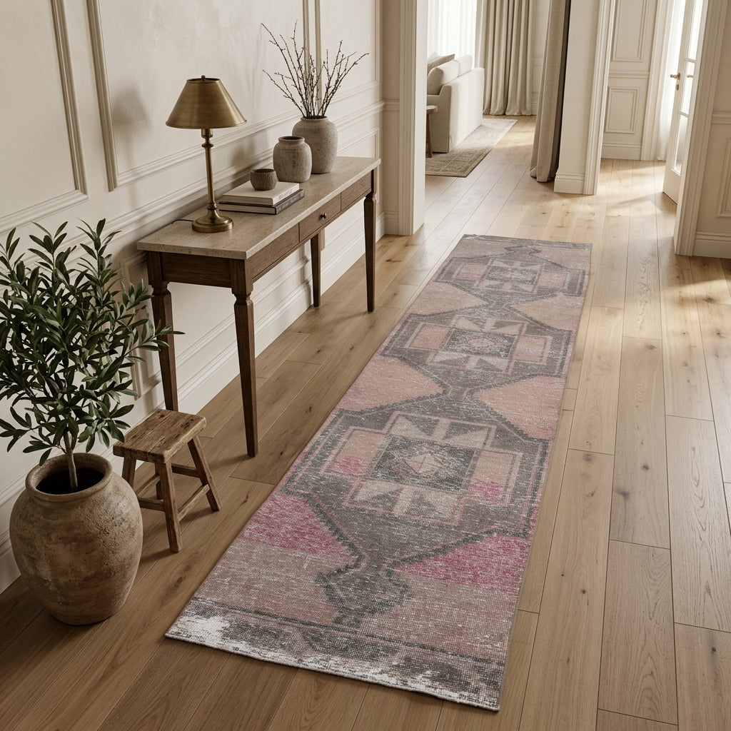 Ikat pattern on the Cemileara vintage runner rug – handmade in Anatolia, Turkey