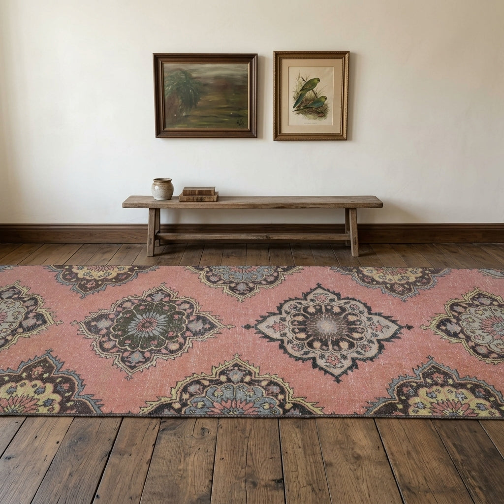 Oriental pattern on the Yildizter vintage runner rug – handmade in Anatolia, Turkey