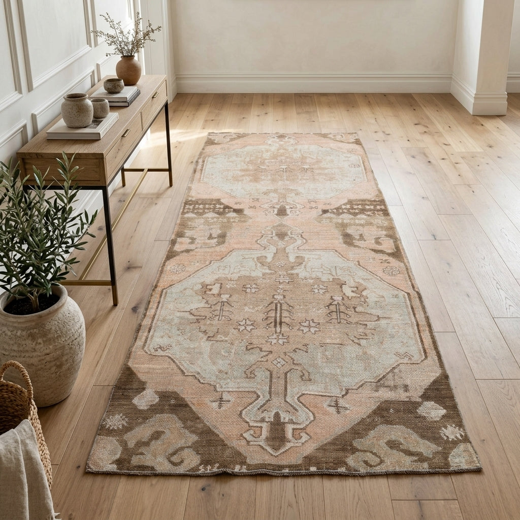 Ikat pattern on the Sadberksu vintage runner rug – handmade in Anatolia, Turkey