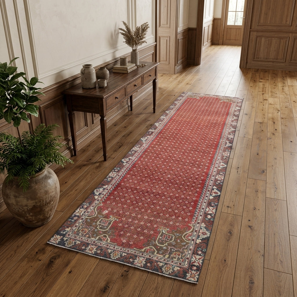 Ikat pattern on the Rhodonia vintage runner rug – handmade in Anatolia, Turkey