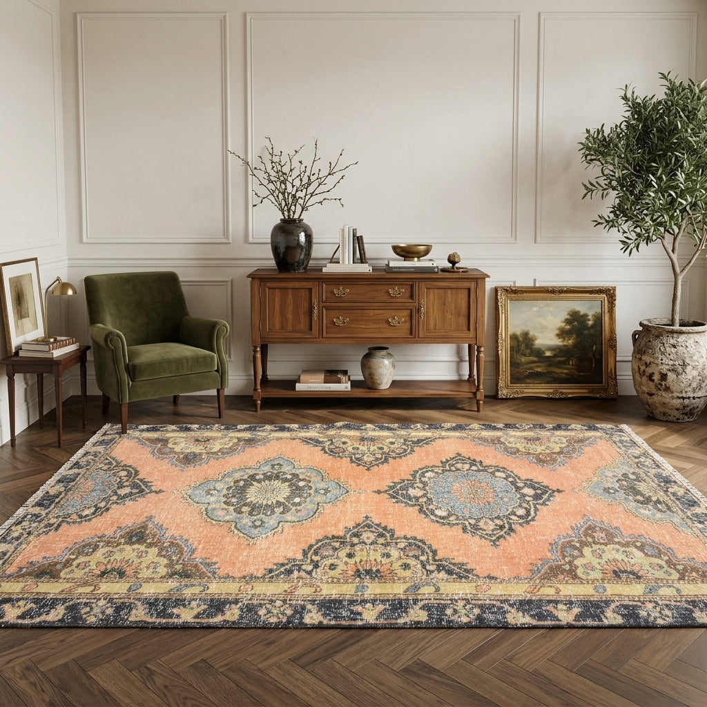 Oriental pattern on the Pyrropheme vintage runner rug – handmade in Anatolia, Turkey