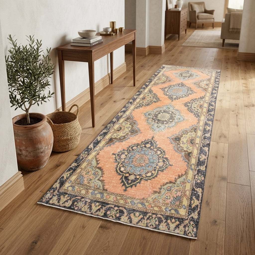 Oriental pattern on the Pyrropheme vintage runner rug – handmade in Anatolia, Turkey