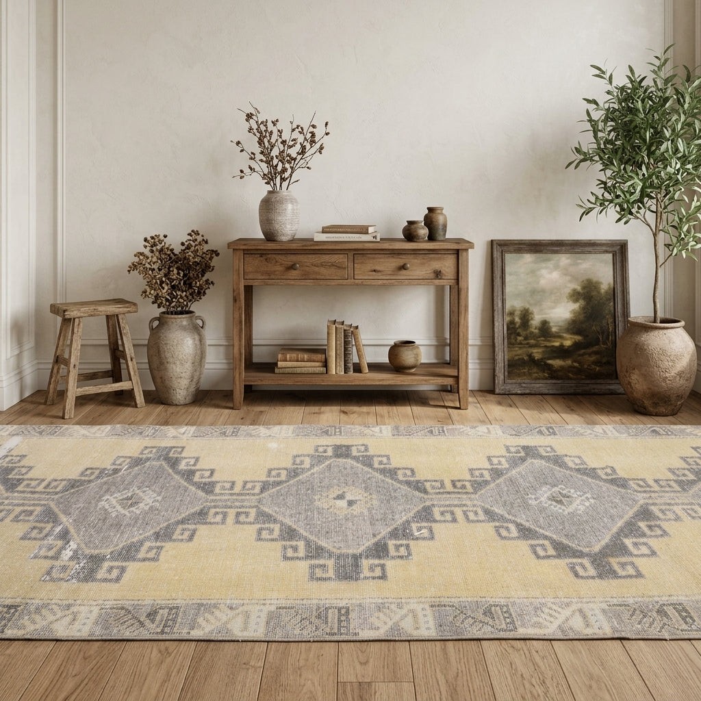 Ikat pattern on the Sevgisel vintage runner rug – handmade in Anatolia, Turkey