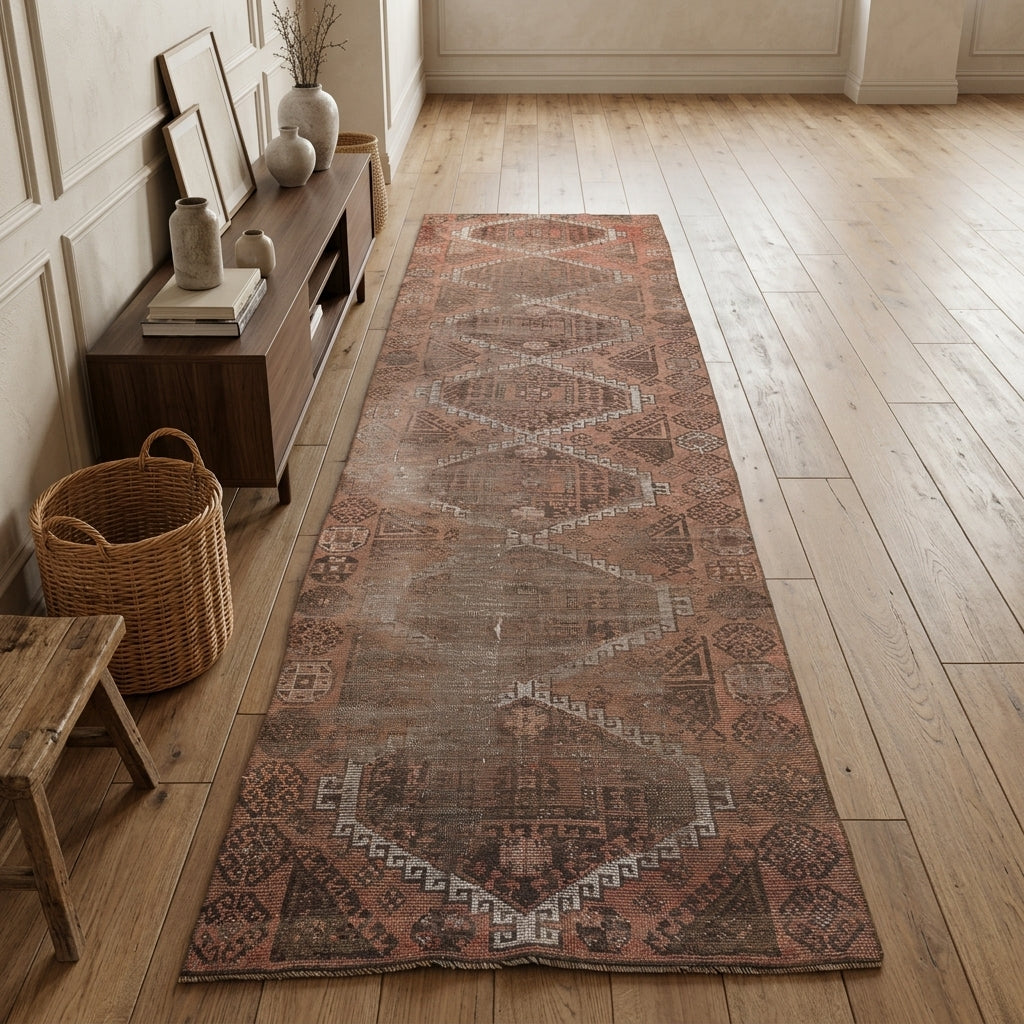 Oriental pattern on the Suzankusa vintage runner rug – handmade in Anatolia, Turkey