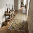 Geometric pattern on the Sulebahce antique washed vintage runner rug – handmade in Anatolia, Turkey