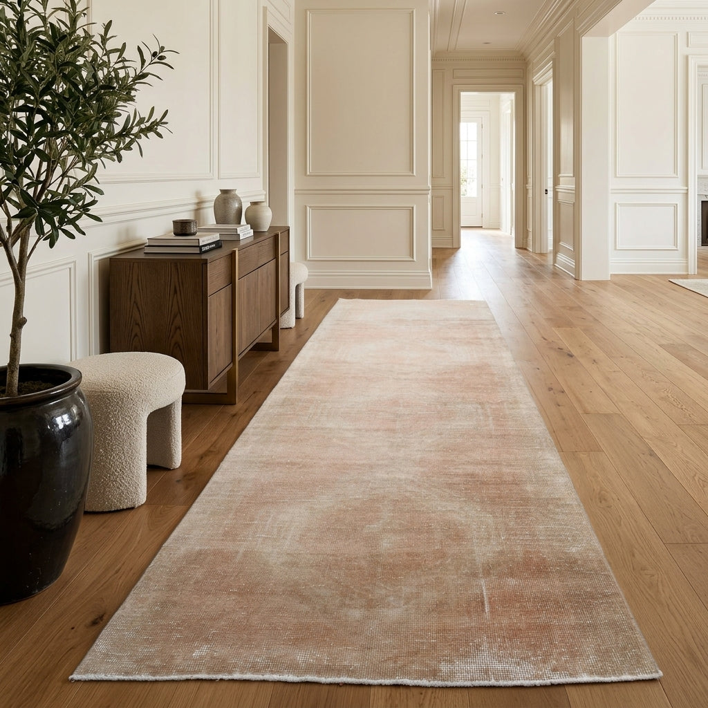 Abstract pattern on the Simyar antique washed vintage runner rug – handmade in Anatolia, Turkey