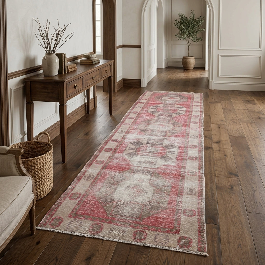 Oriental pattern on the Simpezir vintage runner rug – handmade in Anatolia, Turkey