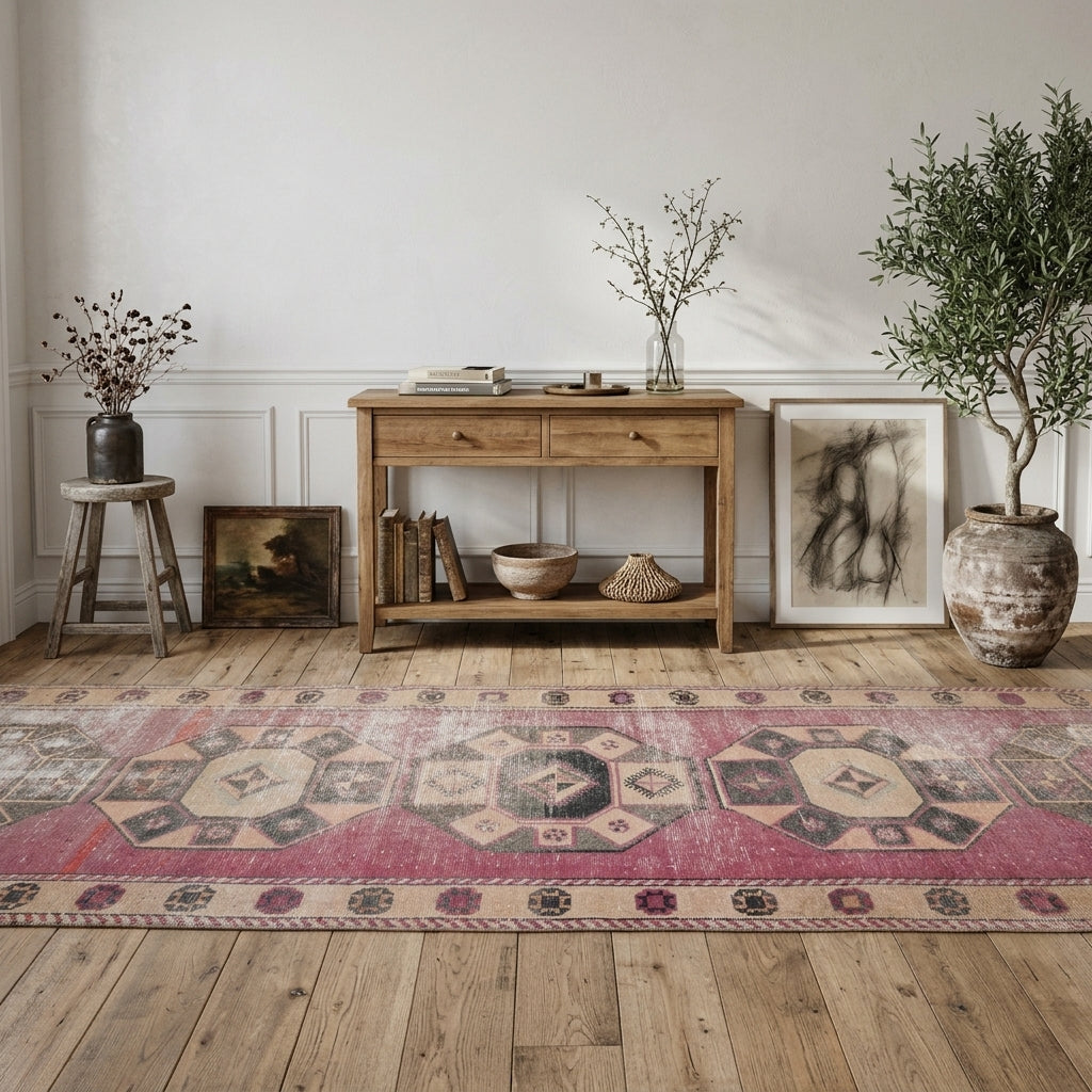 Oriental pattern on the Sevdagonca vintage runner rug – handmade in Anatolia, Turkey