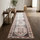 Geometric pattern on the Sevdabike distressed vintage runner rug – handmade in Anatolia, Turkey