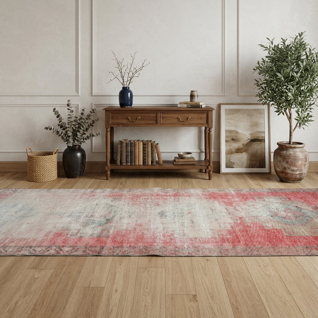Abstract pattern on the Sehersu distressed vintage runner rug – handmade in Anatolia, Turkey