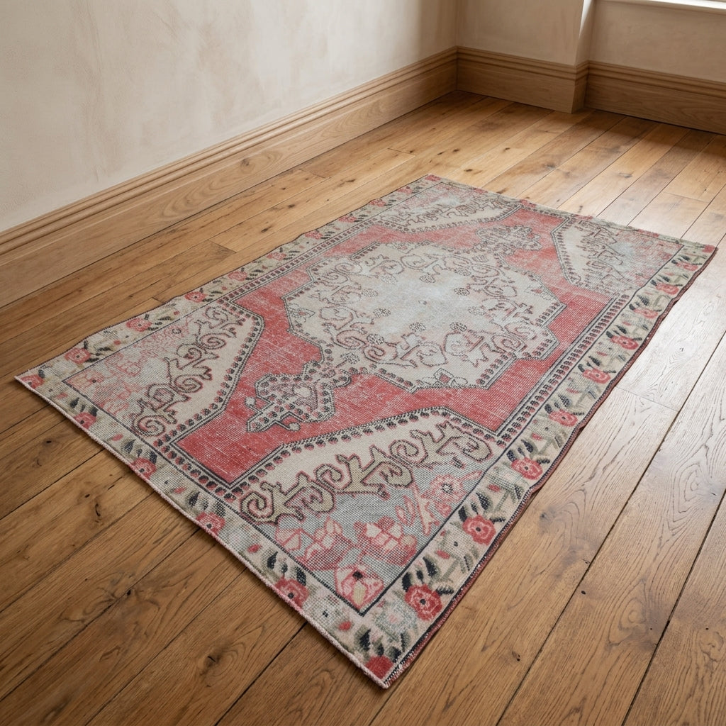 Oriental pattern on the Theochoria vintage area rug – handmade in Anatolia, Turkey