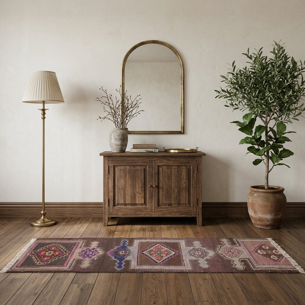 Oriental pattern on the Damlakusa vintage runner rug – handmade in Anatolia, Turkey