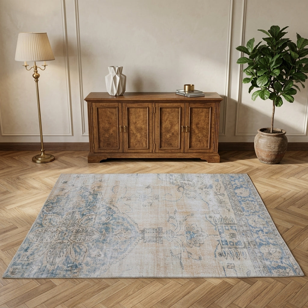 Oriental pattern on the Fidansultan vintage area rug – handmade in Anatolia, Turkey