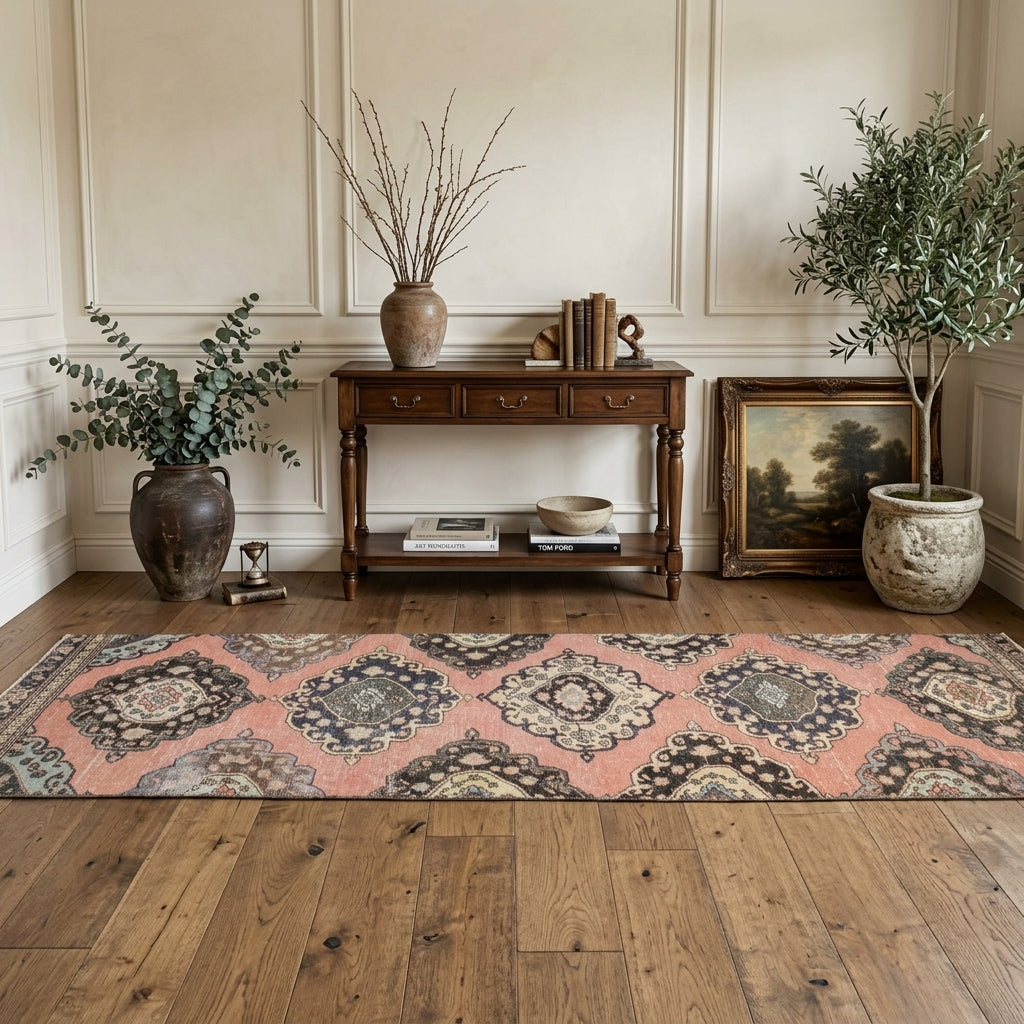Oriental pattern on the Meke vintage runner rug – handmade in Anatolia, Turkey