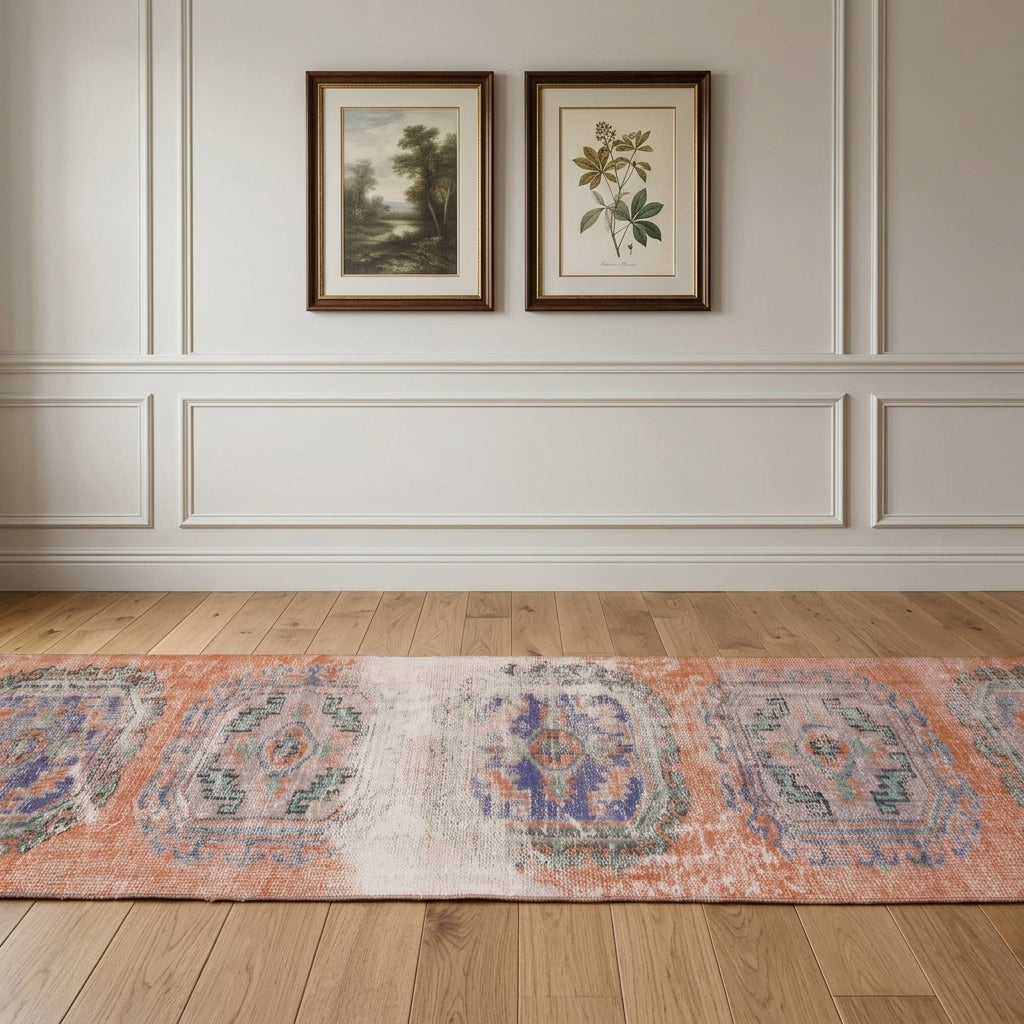 Oriental pattern on the Porphyronia vintage runner rug – handmade in Anatolia, Turkey