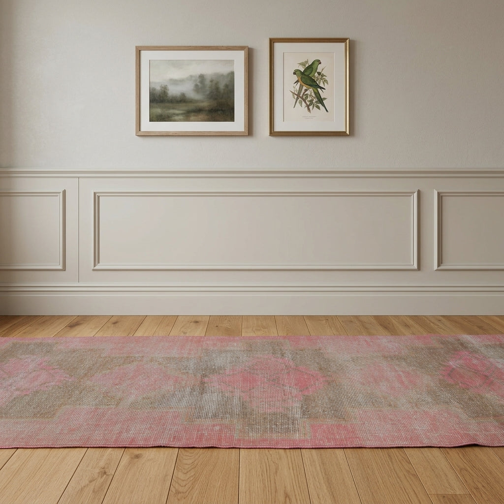 Geometric pattern on the Miraysu vintage runner rug – handmade in Anatolia, Turkey