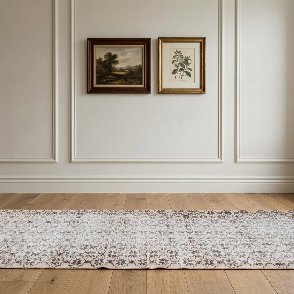 Ikat pattern on the Mercangul antique washed vintage runner rug – handmade in Anatolia, Turkey