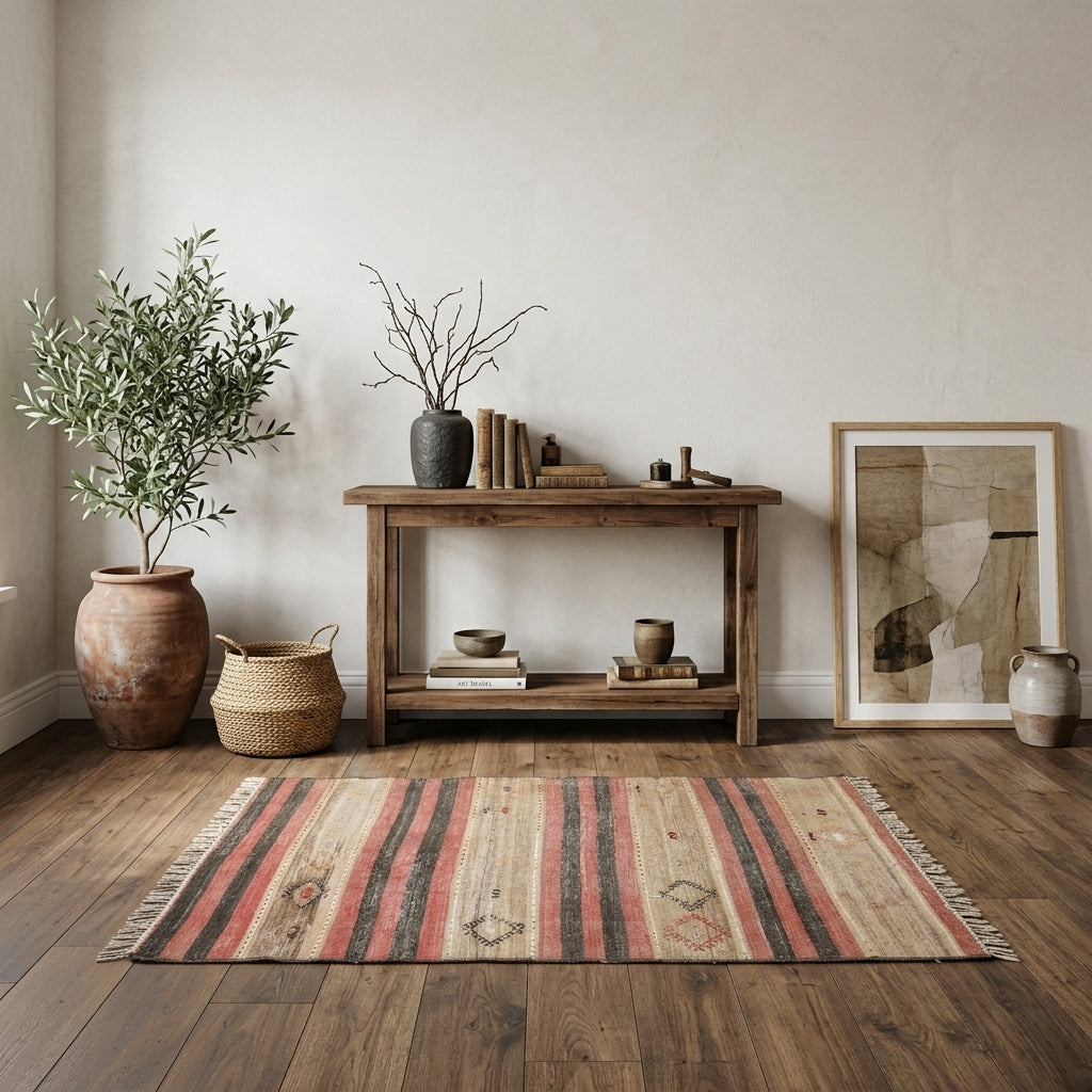Pattern on the Pinarban vintage kilim rug – handwoven flatweave in Anatolia, Turkey