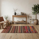 Striped pattern on the Kelebekban vintage kilim runner rug – handwoven flatweave in Anatolia, Turkey