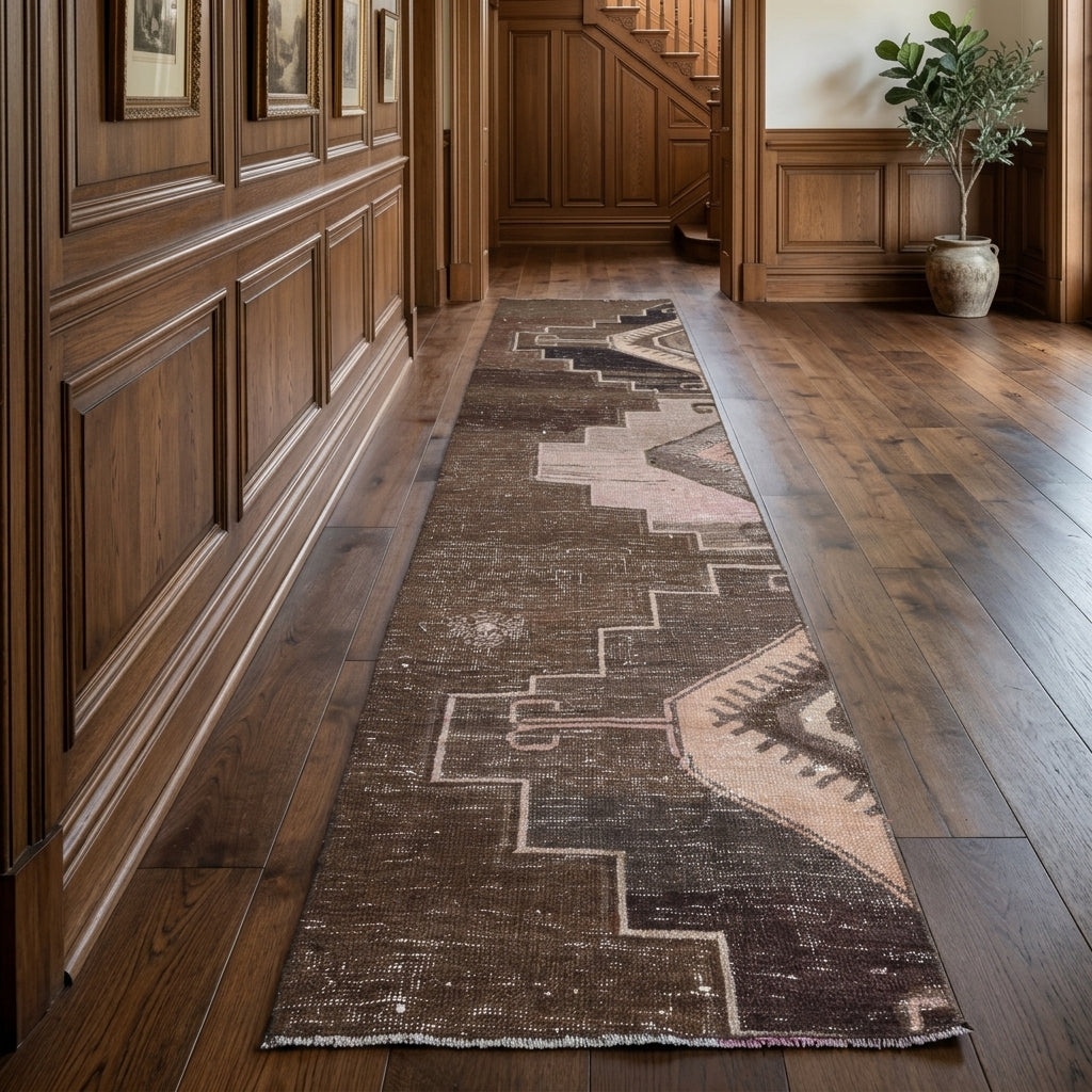 Oriental pattern on the Cansugul vintage runner rug – handmade in Anatolia, Turkey
