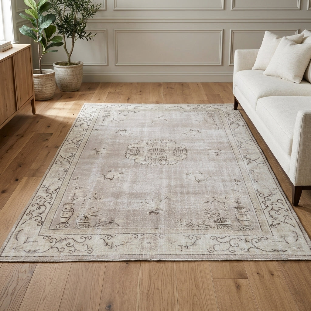 Abstract pattern on the Selokleia vintage area rug – handmade in Anatolia, Turkey